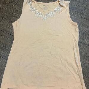 White Stag Peach Tank Top with Lace Neckline